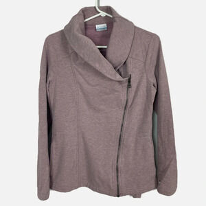 Columbia Women's Full zip Asymmetrical  Sweater Jacket Heathered‎ Mauve Small